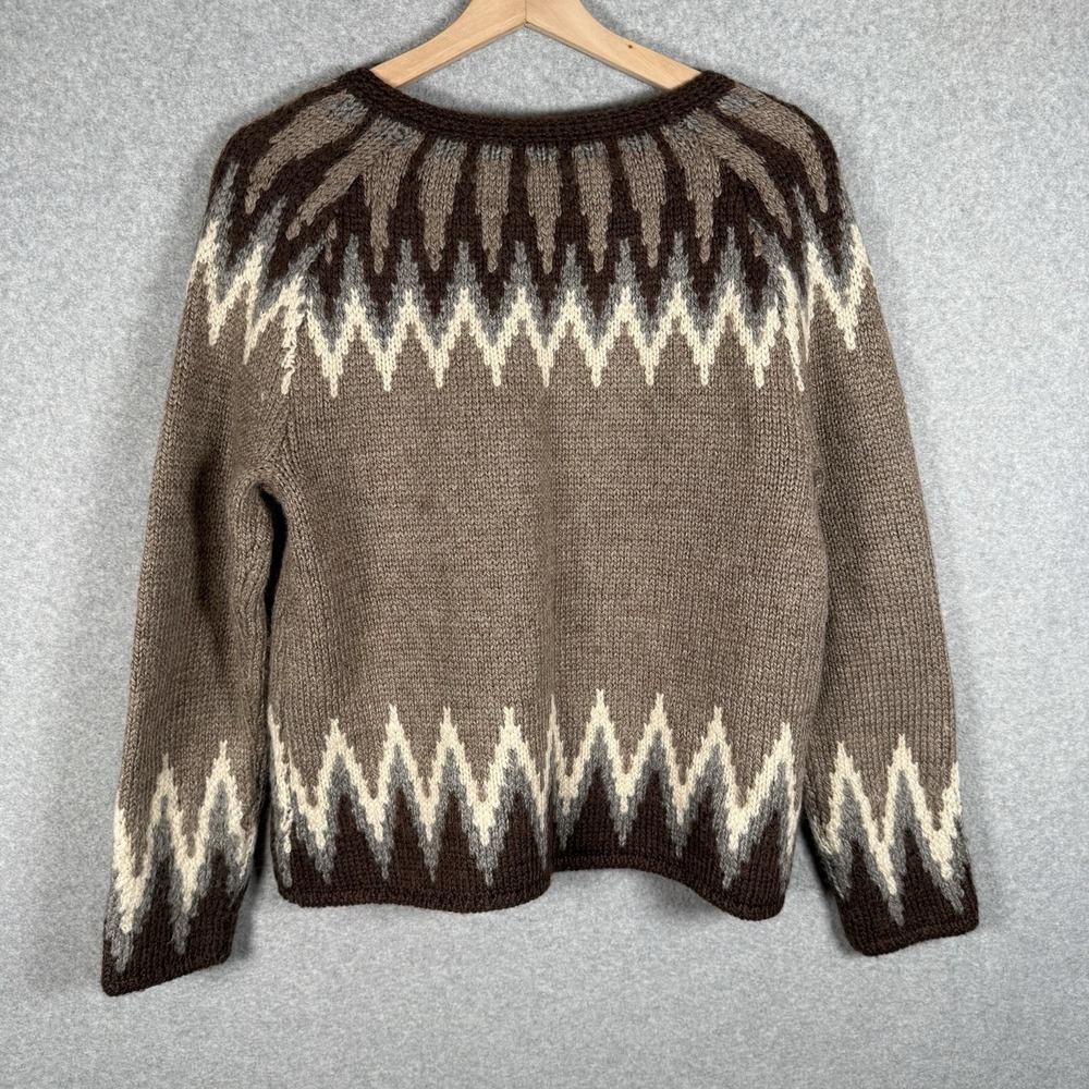 J. Jill Wool Cardigan Womens Small Brown Fair Isle Button Front Sweater - Picture 3 of 7